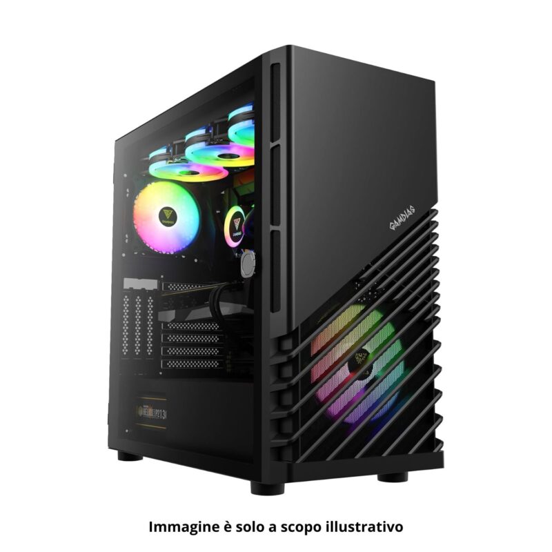 Net Rig Silverfish - Pc Gaming - Intel Core i3-14100 Boost clock di 4.7Ghz e 4 core, RTX 3050 8GB, 16GB di Ram DDR5 con frequenza di 5600Mhz, SSD NVME M.2 1TB, Windows 11 Professional